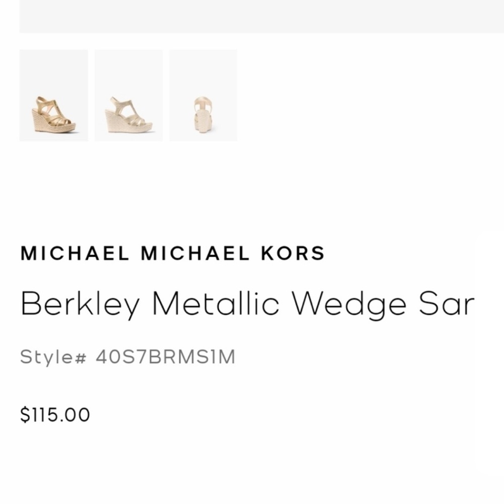 Michael Kors Berkley Gold Metallic Glitter Wedge Platform Espadrille US 9.5 NWOT - Picture 14 of 14